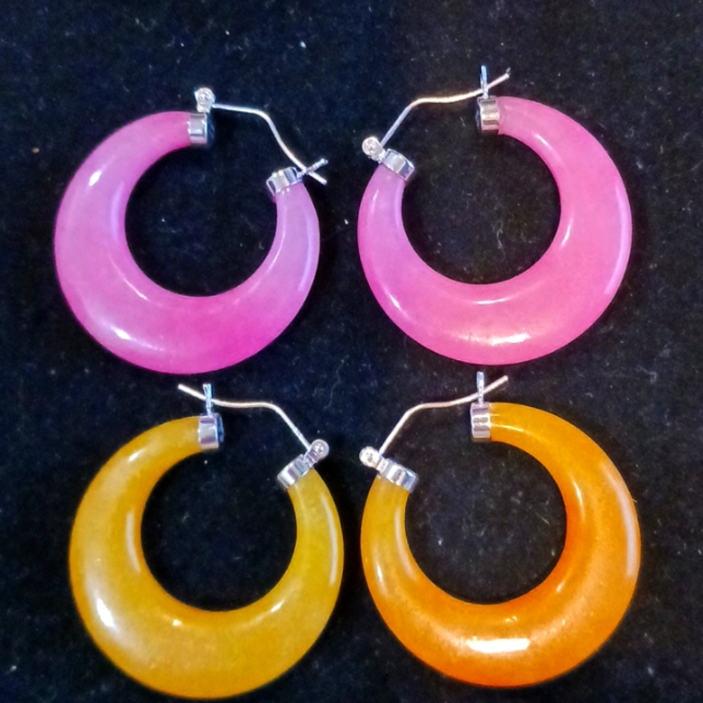 Burmese jadeite hoops